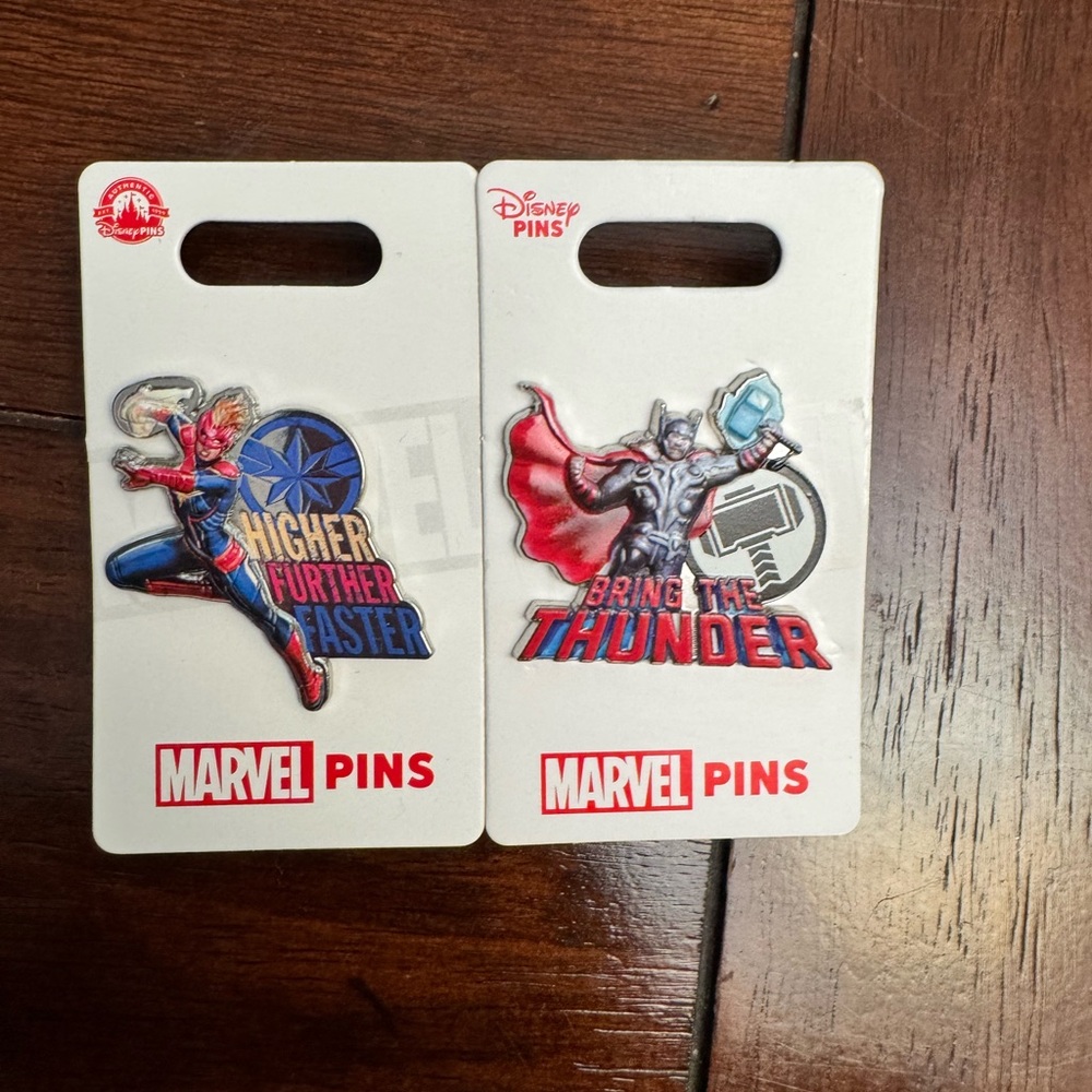 Authentic Disney trading Pins- Thor and Captain Marvel